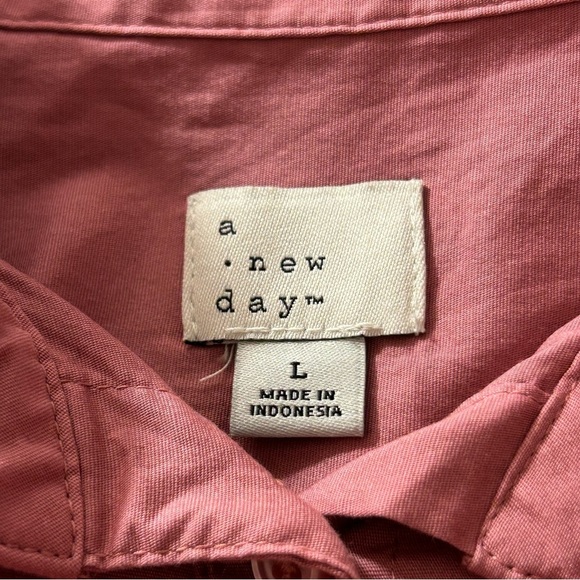 A New Day Button Down Shirt Top Women's Long Sleeve Mauve Pink Size Large - Picture 3 of 6